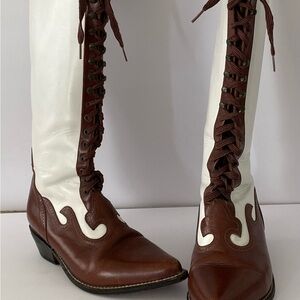 Stylish Brown and White Combat Boots